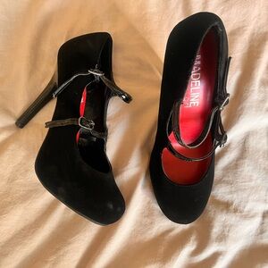 Classic Suede Black Heels with Straps